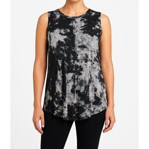 American Age Women’s Sleeveless Tie Dye Tank Top Black White Size M Made in USA